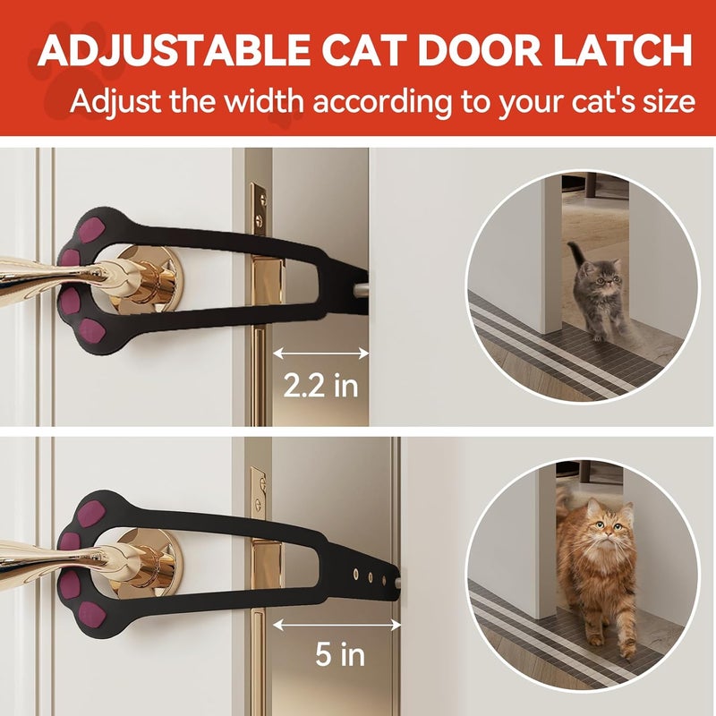 TGIOW Cat Door Latch, 1 Pcs Cat Door Stopper Pet Door Latch to Keep Dog Out of Litter Box and Food, Door Prop for Cat with 4 Adjustable Size Strap 2.2-5" Wide, No Measuring, Easy to Install, Black - Image 5